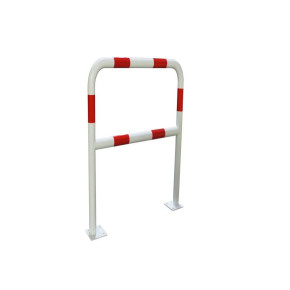 Barrière sécurité Viso avec platine - tube Ø 60 mm - rouge/blanc L 1000 x H1000 mm