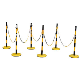 6 poteaux POT BSA Viso + 15 m de chaine - noir-jaune