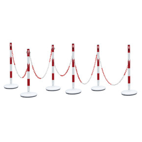 6 poteaux POT BSA Viso + 15 m de chaine - rouge-blanc