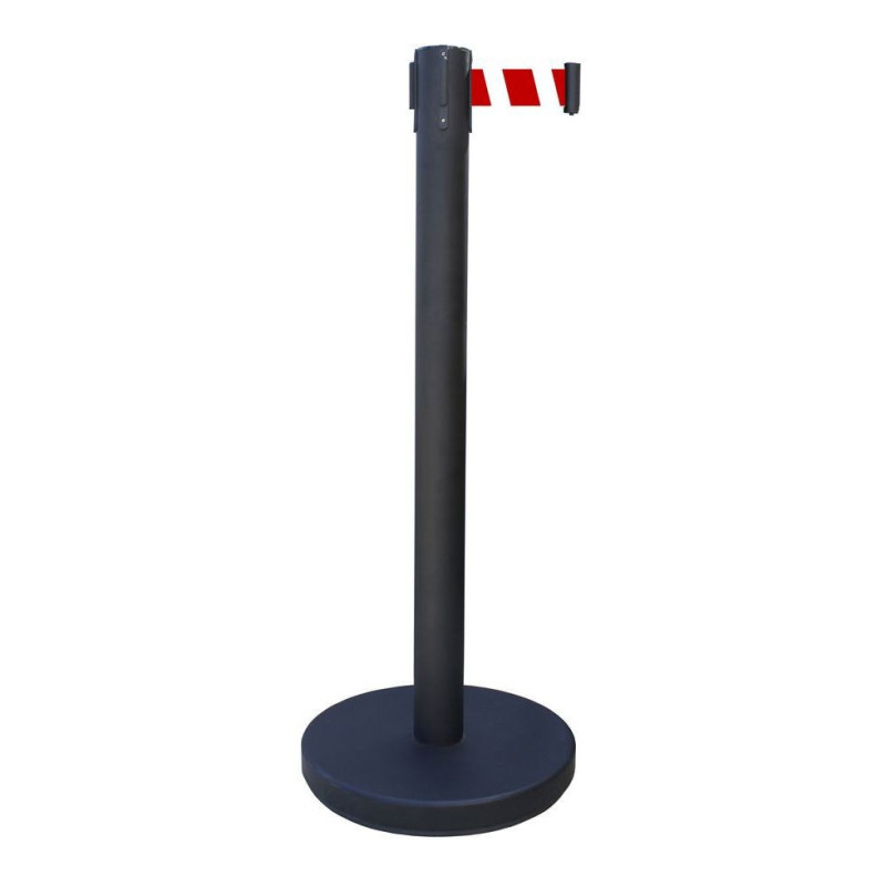 Poteau à sangle Rouge Blanc 2m Viso RECO Acier Noir à l'unité Poteau à sangle Rouge Blanc 2m Viso RECO Acier Noir à l'unité